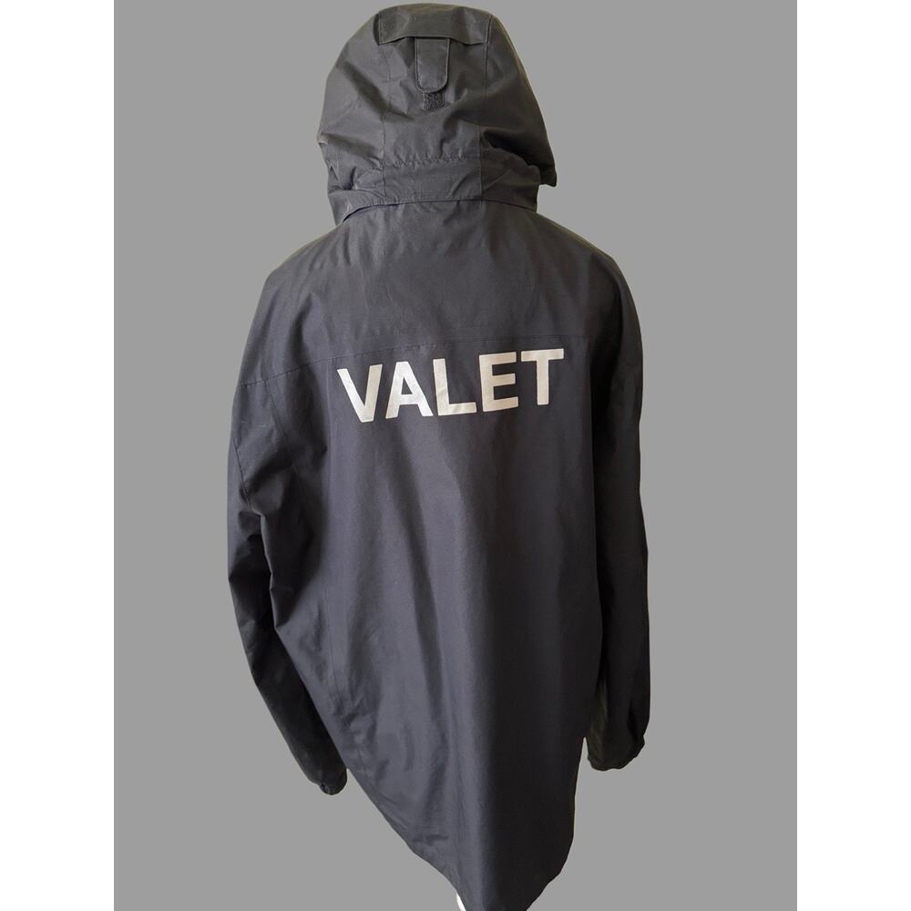 Port Authority Valet Jacket Black Reflective Waterproof Hooded Coat Size L Large
